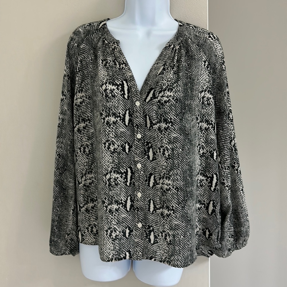 JCrew Python Puff Sleeve Blouse
